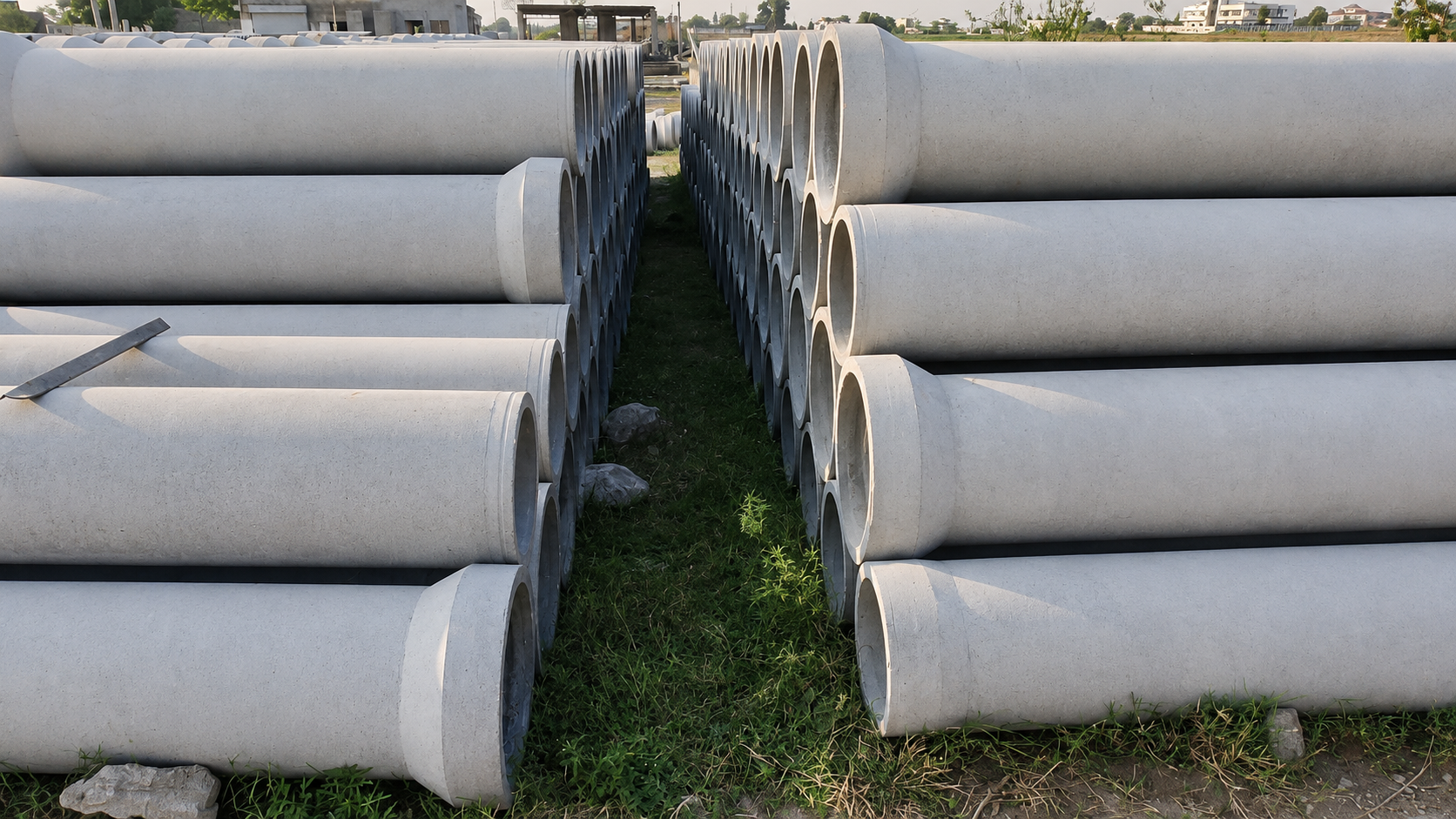 RCC pipes stacked at Dawood factory yard